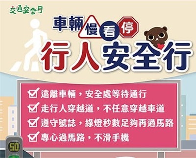 114年交通安全月-車輛慢看停、行人安全行圖片